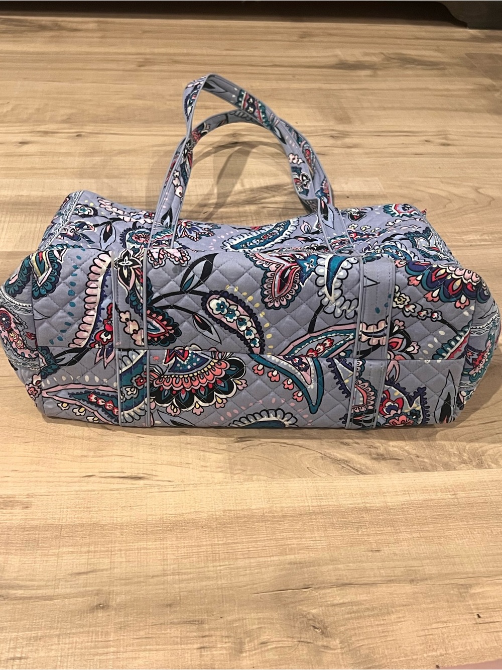 Vera Bradley Quilted Paisley Travel Tote in Light Blue with Teal & Pink Accents - Picture 3 of 8